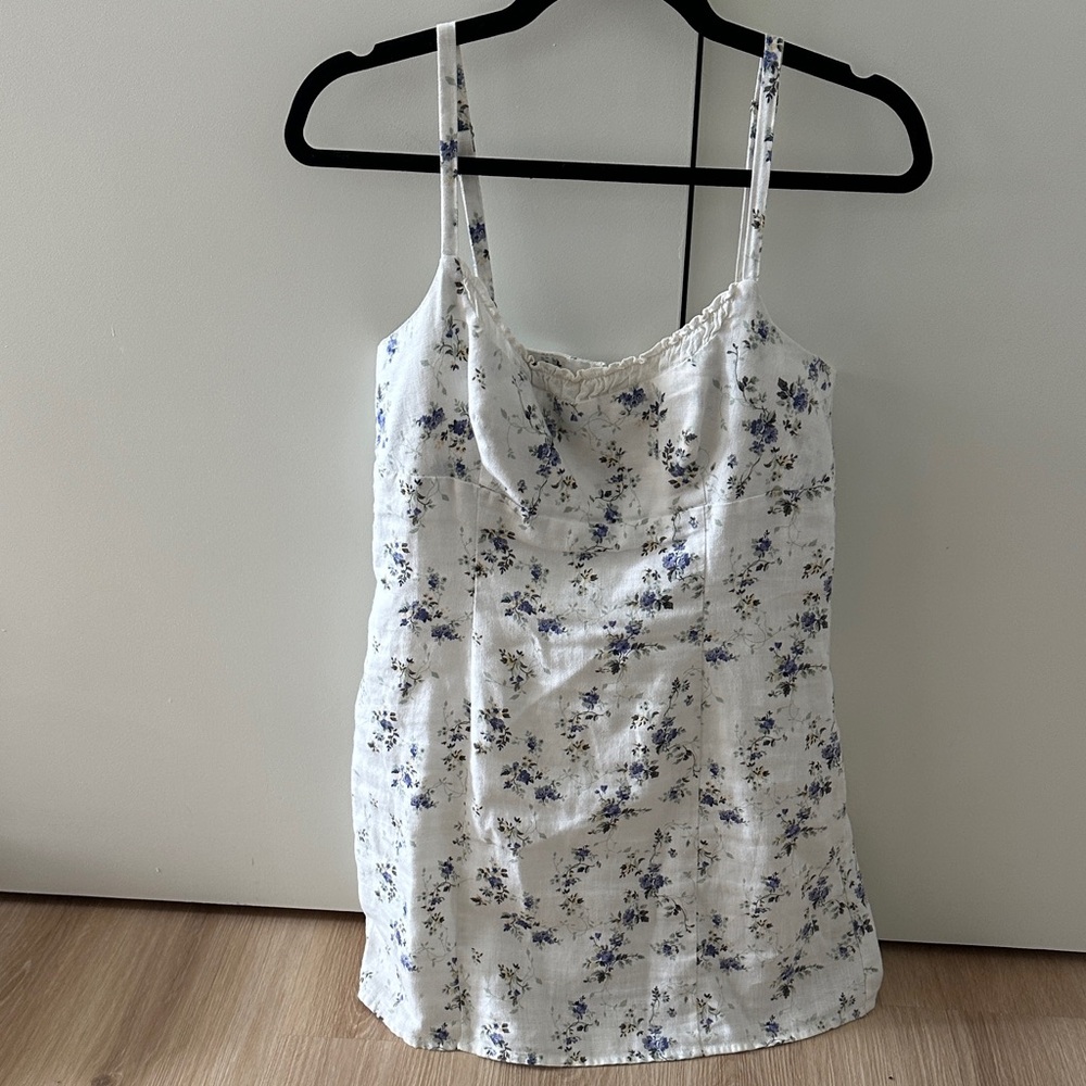 Reformation linen floral mini dress